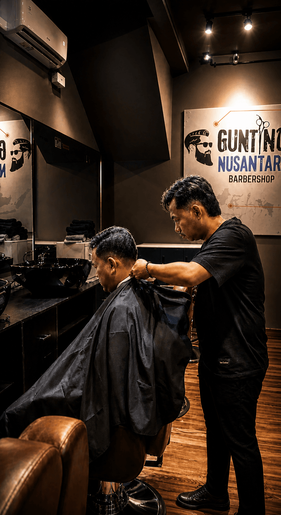 Master barber Gunting Nusantara sedang bekerja
