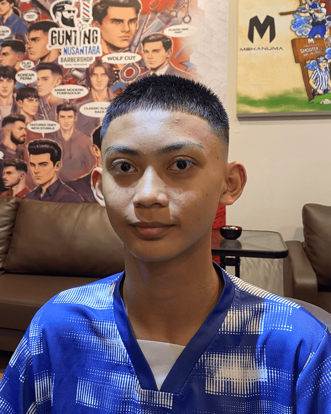 Hasil potongan rambut Buzz Cut dengan High Fade di Gunting Nusantara Makassar